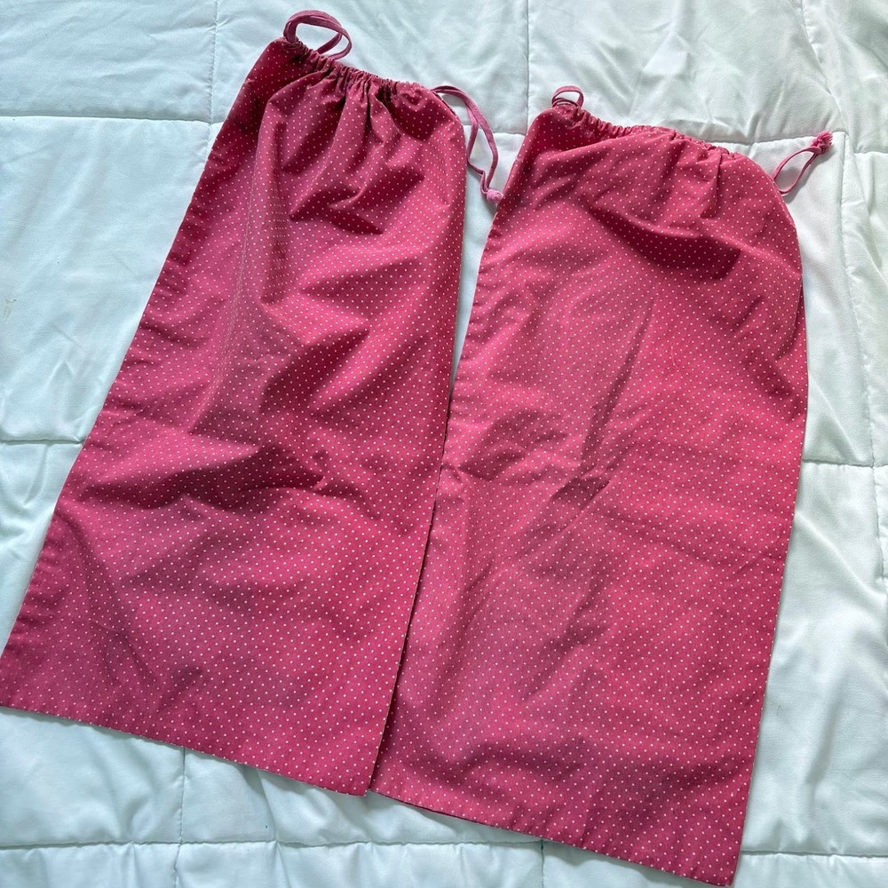 Pink Polka Dot Boot Dust Bags Set of 2 Graphic Print Drawstring Storage Bags - Picture 4 of 5